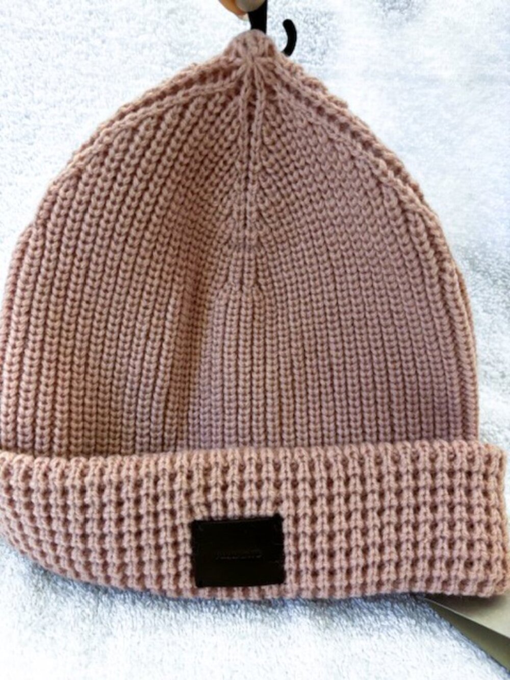 All Saints Angled Stitch Beanie in Misty Rose Pink NWT
